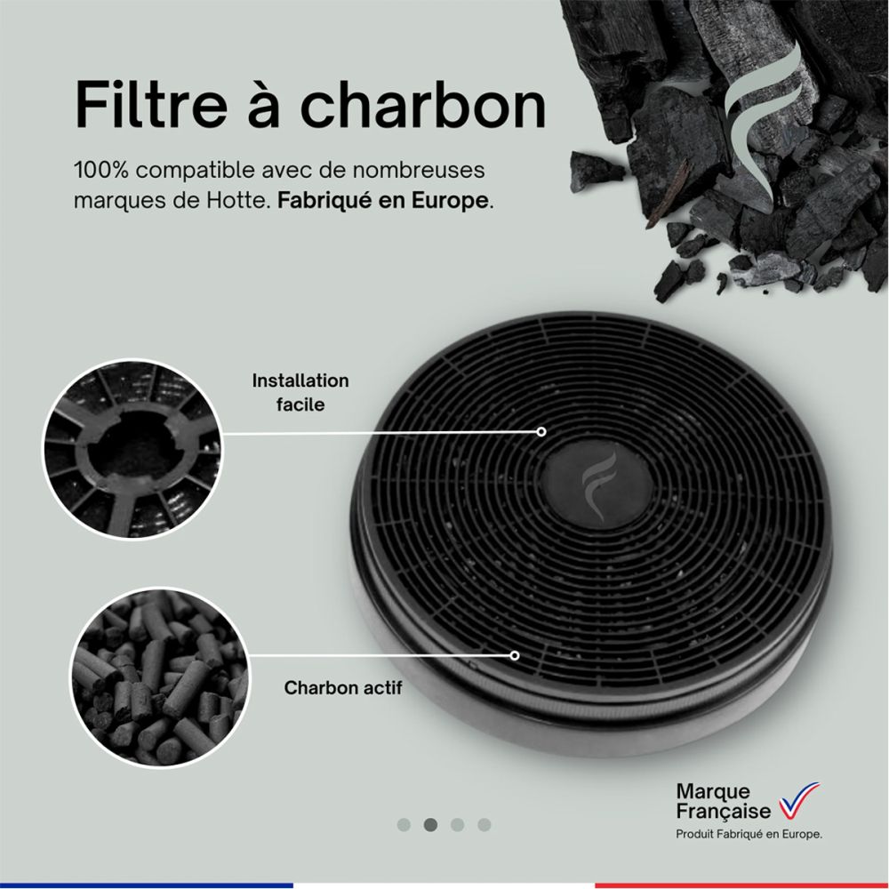 Filtre à Charbon Actif Amica (2 pièces) - Réf. 1073731 - Pour Hottes AH1406/AH1416/AH3416/AH4416