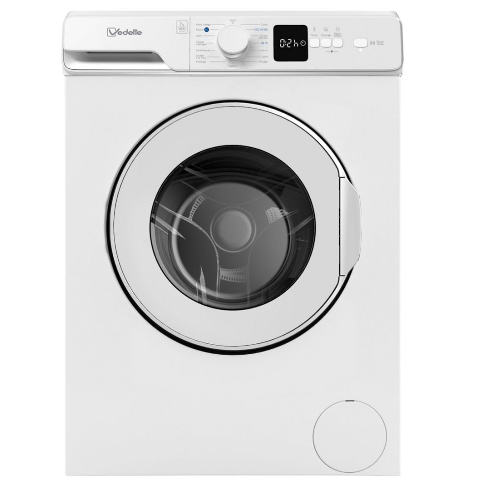Lave-linge Vedette Blanc 7kg - 1400tr/min - Classe D - LFV274W Lave-linge Vedette Blanc 7kg - 1400tr/min - Classe D - LFV274W